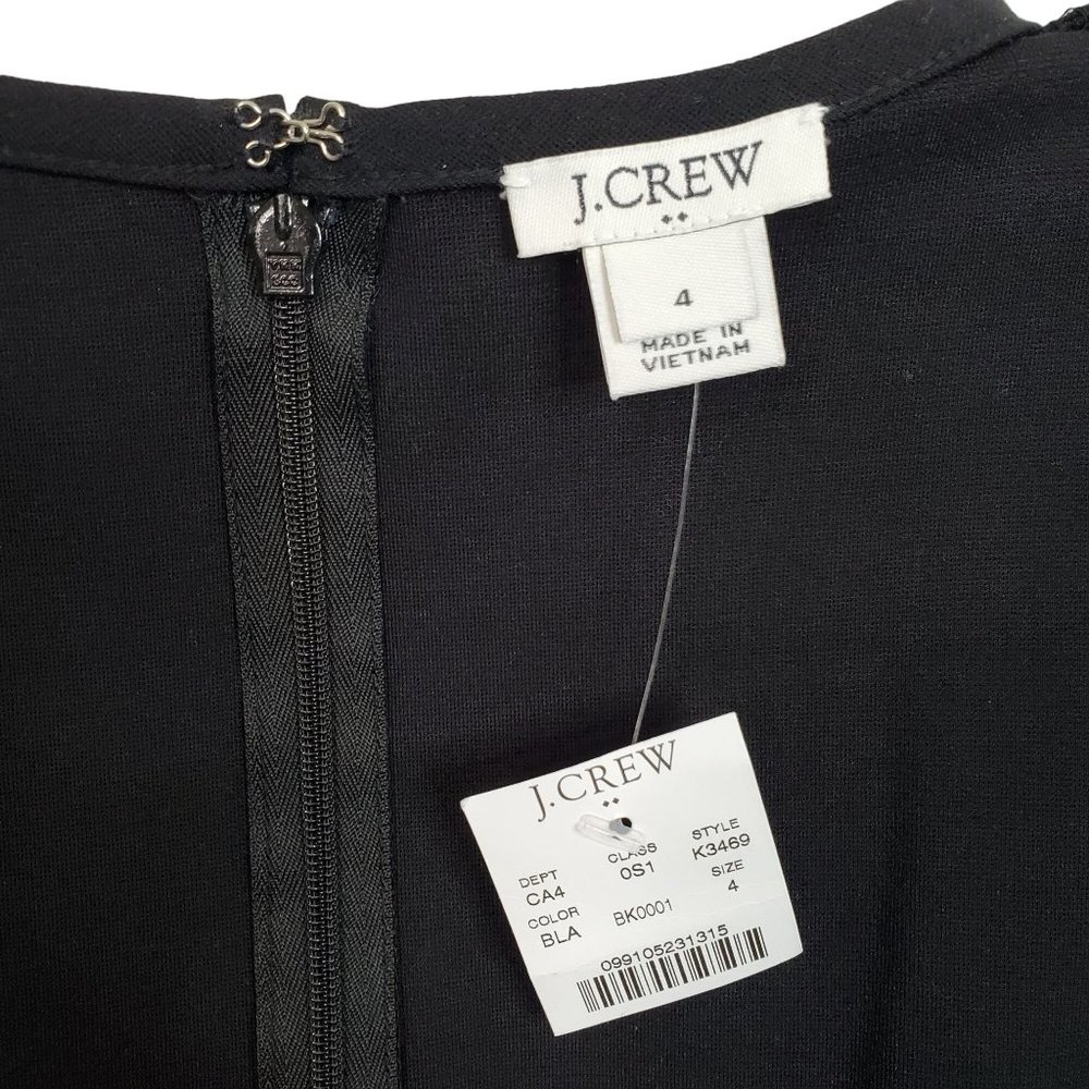 J Crew NWT Size 4 Dress Ponte Knit Shaped Fit Long Sleeve Round Neck Black - Picture 7 of 10
